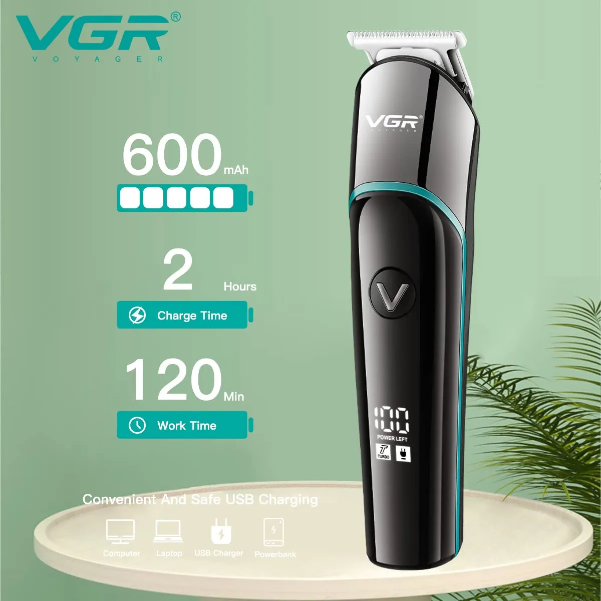 Аккумуляторная машинка для стрижки волос VGR V-291#4