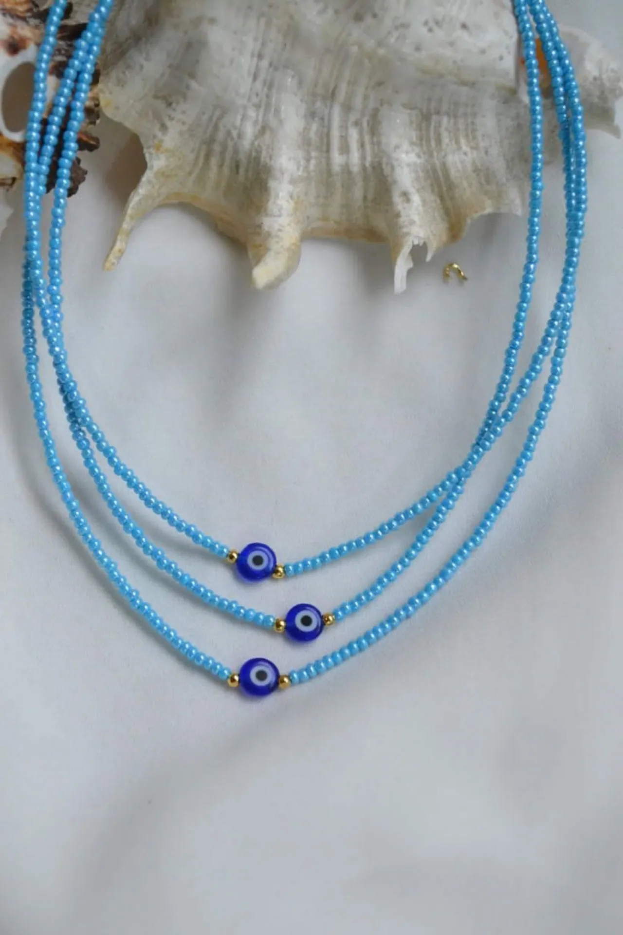 Ожерелье из голубого бисера, модель: от сглаза ti204 Mori#3