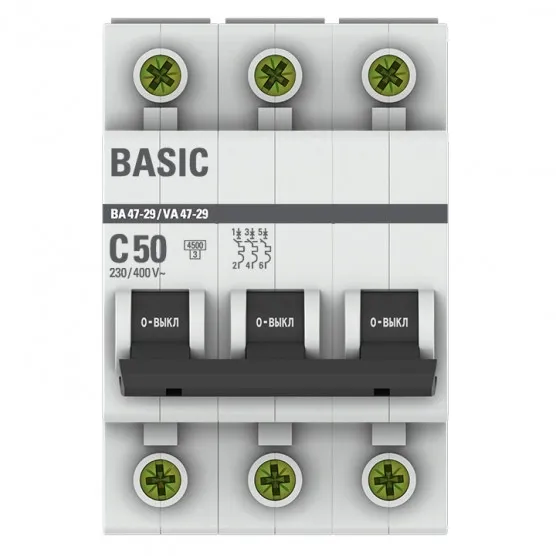 Автоматический выключатель 3P 50А (C) 4,5кА ВА 47-29 Basic#2