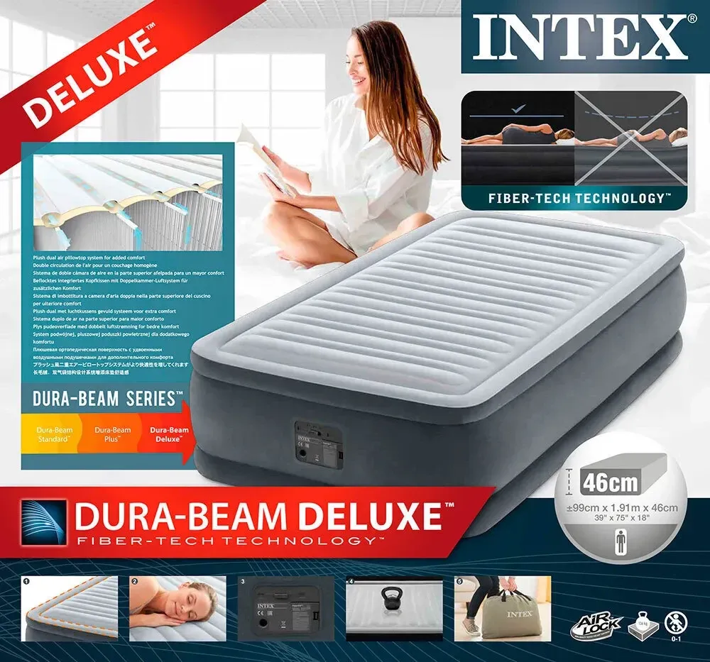 Надувная кровать Intex 64412 с насосом Comfort-Plush 99х191х46 см#5
