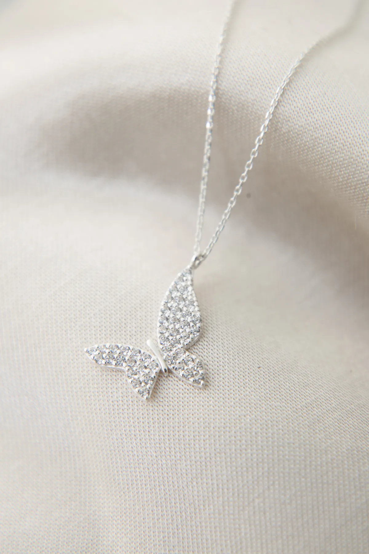 Женское серебряное ожерелье, модель: бабочка fa182165 Larin Silver#3