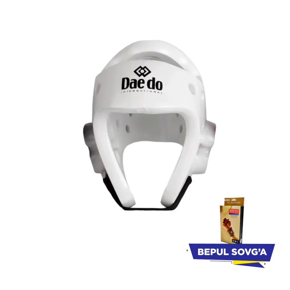 Шлем DAEDO защитный для тхэквондо белый + в подарок эластический бинт#1