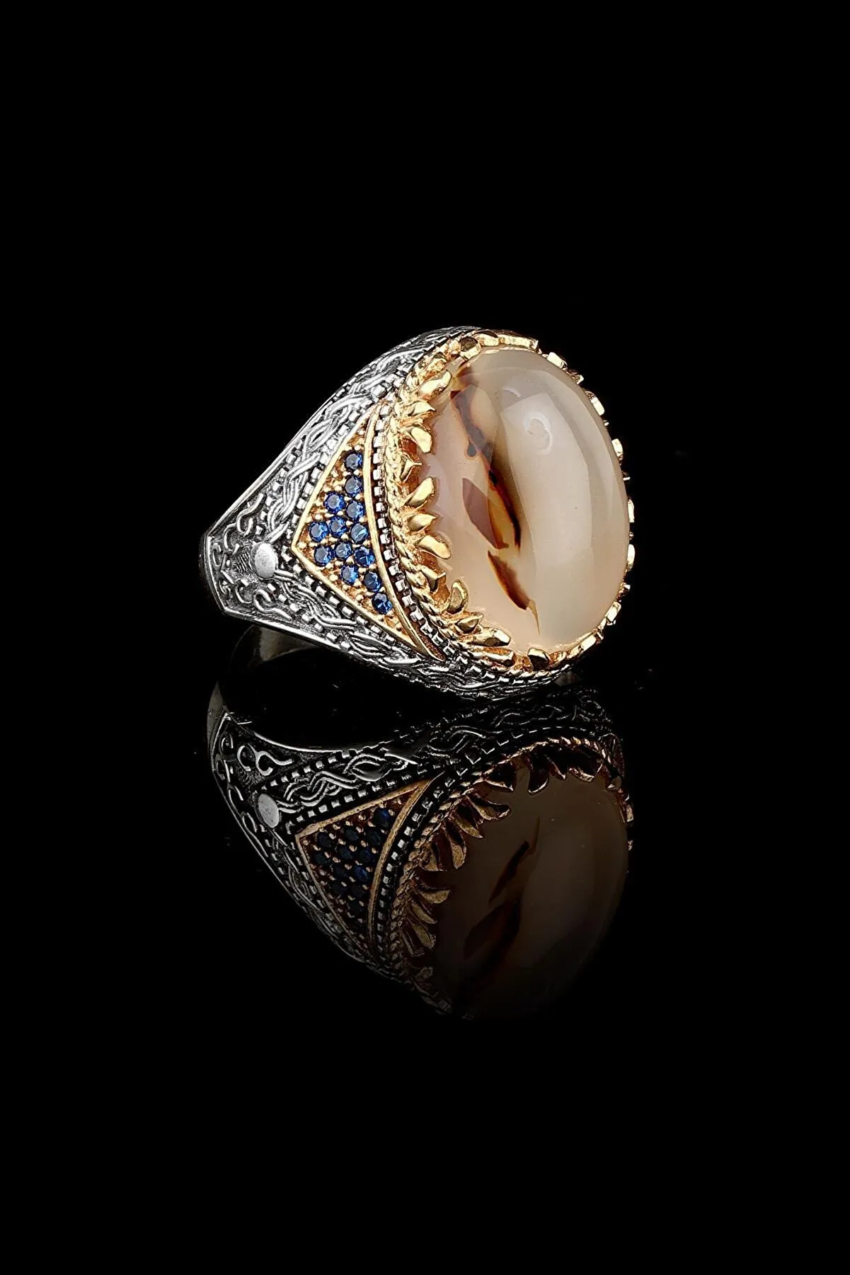 Мужское кольцо - камень циркон белый (серебро) mr1023 Larin Silver#2