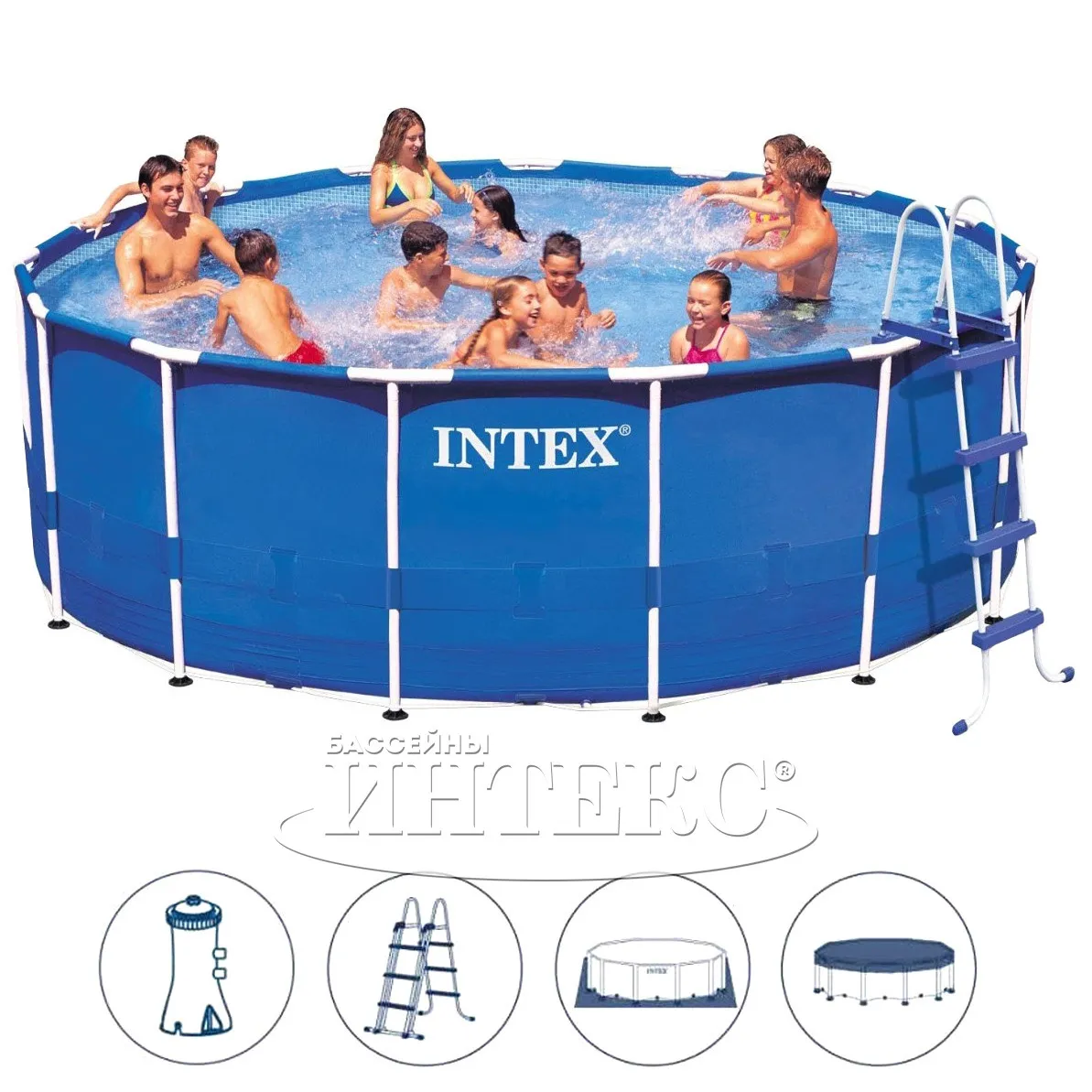 Каркасный бассейн INTEX Metal Frame 457х122 см + фильтр-насос + аксессуары#2