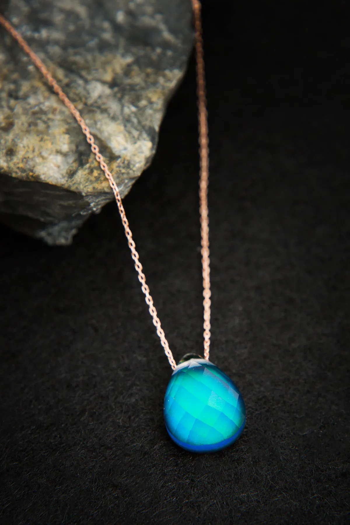Серебряное ожерелье с камнем в форме капли pp556 Larin Silver#7