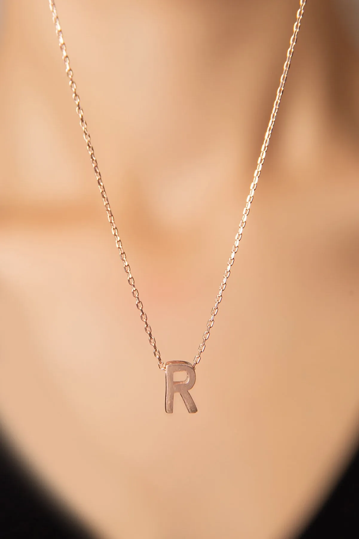 Серебряное ожерелье с буквой R в объёме 3d pp001l Larin Silver#3