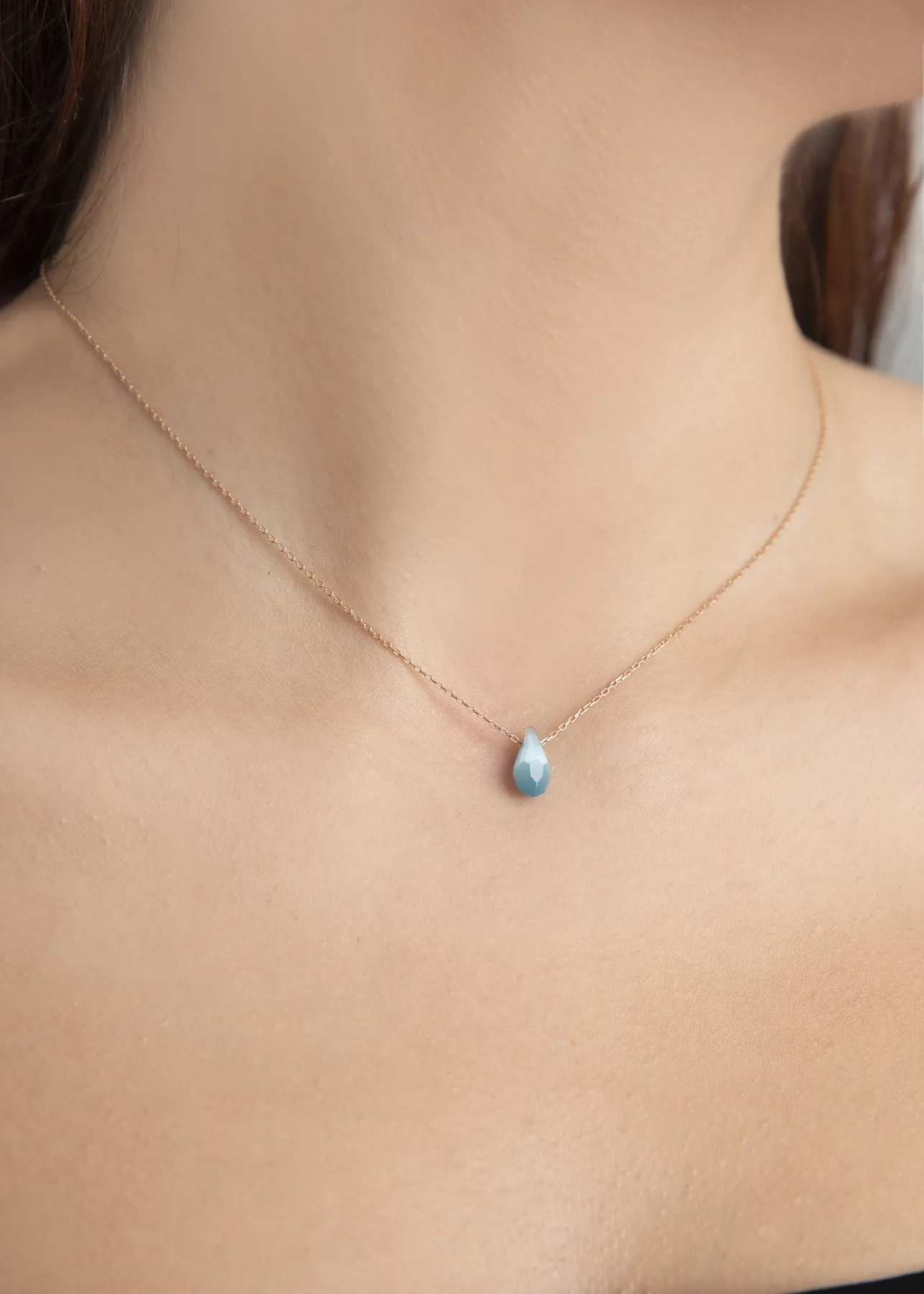 Серебряное ожерелье с розовым покрытием и с камнем опал p2068 Larin Silver#2