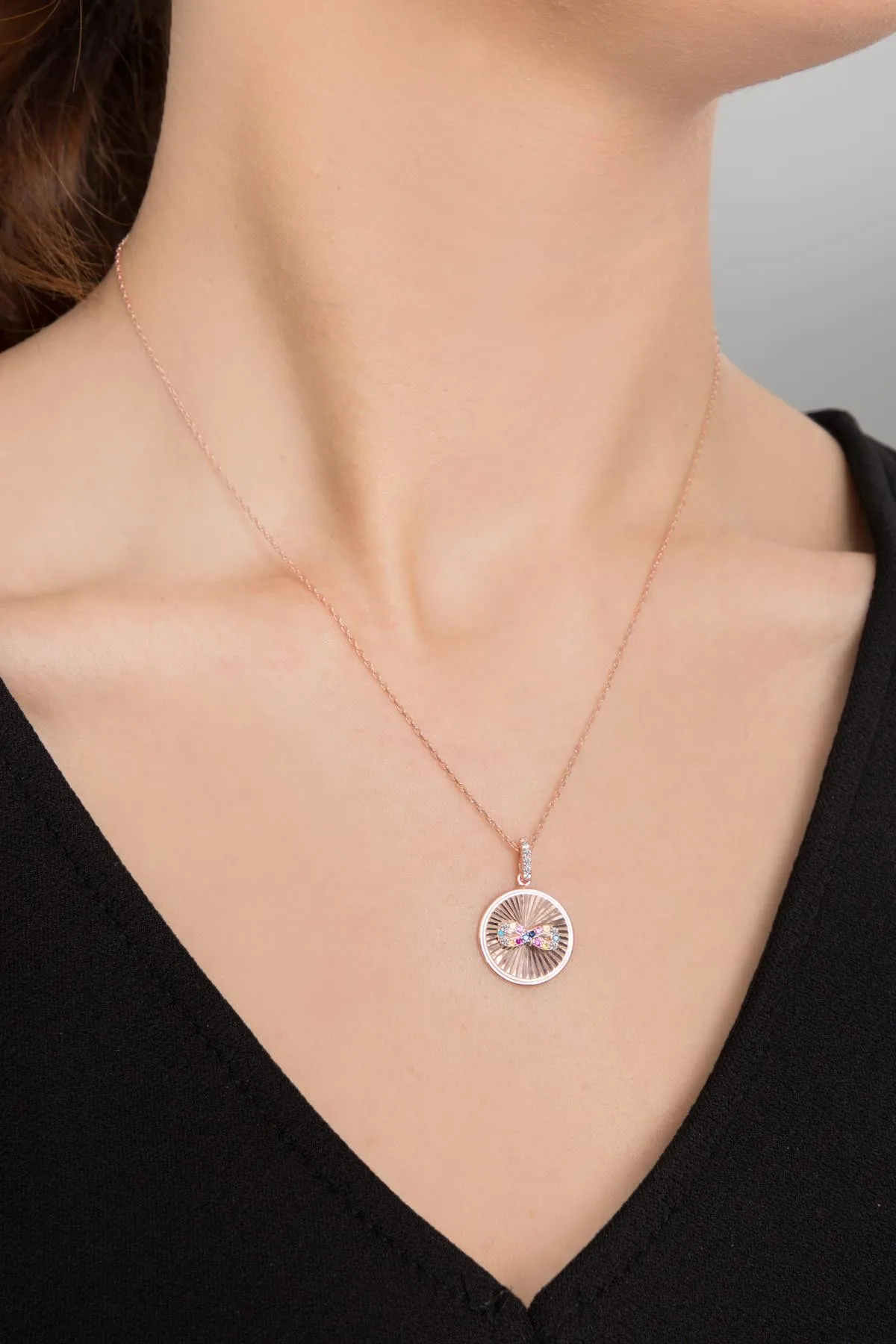 Серебряное ожерелье с розовым покрытием pp2518 Larin Silver#2