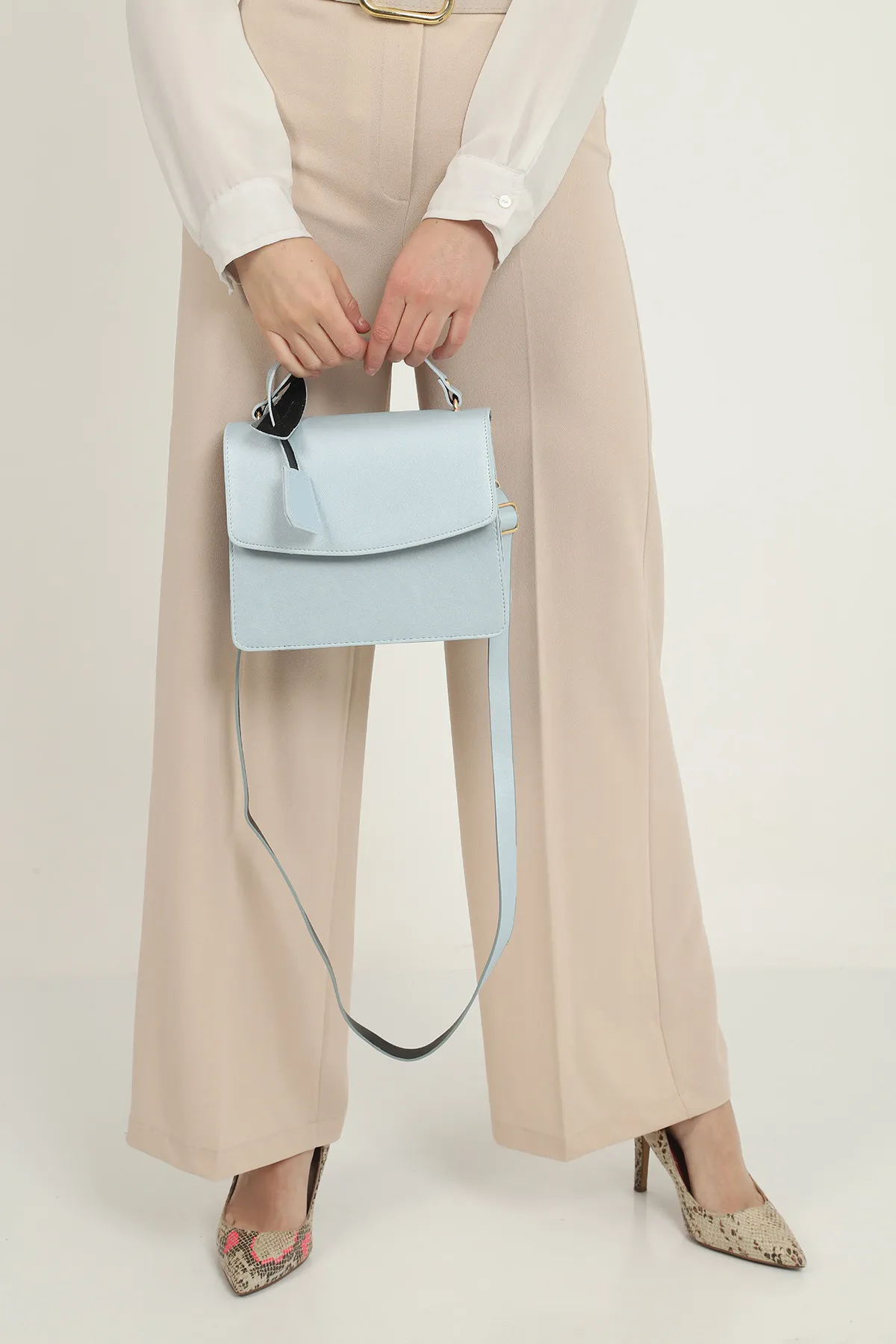 Женская сумка с детализированными ручками и плечевыми ремнями SHK Bag MYZ7895AKS0005 Голубой#3