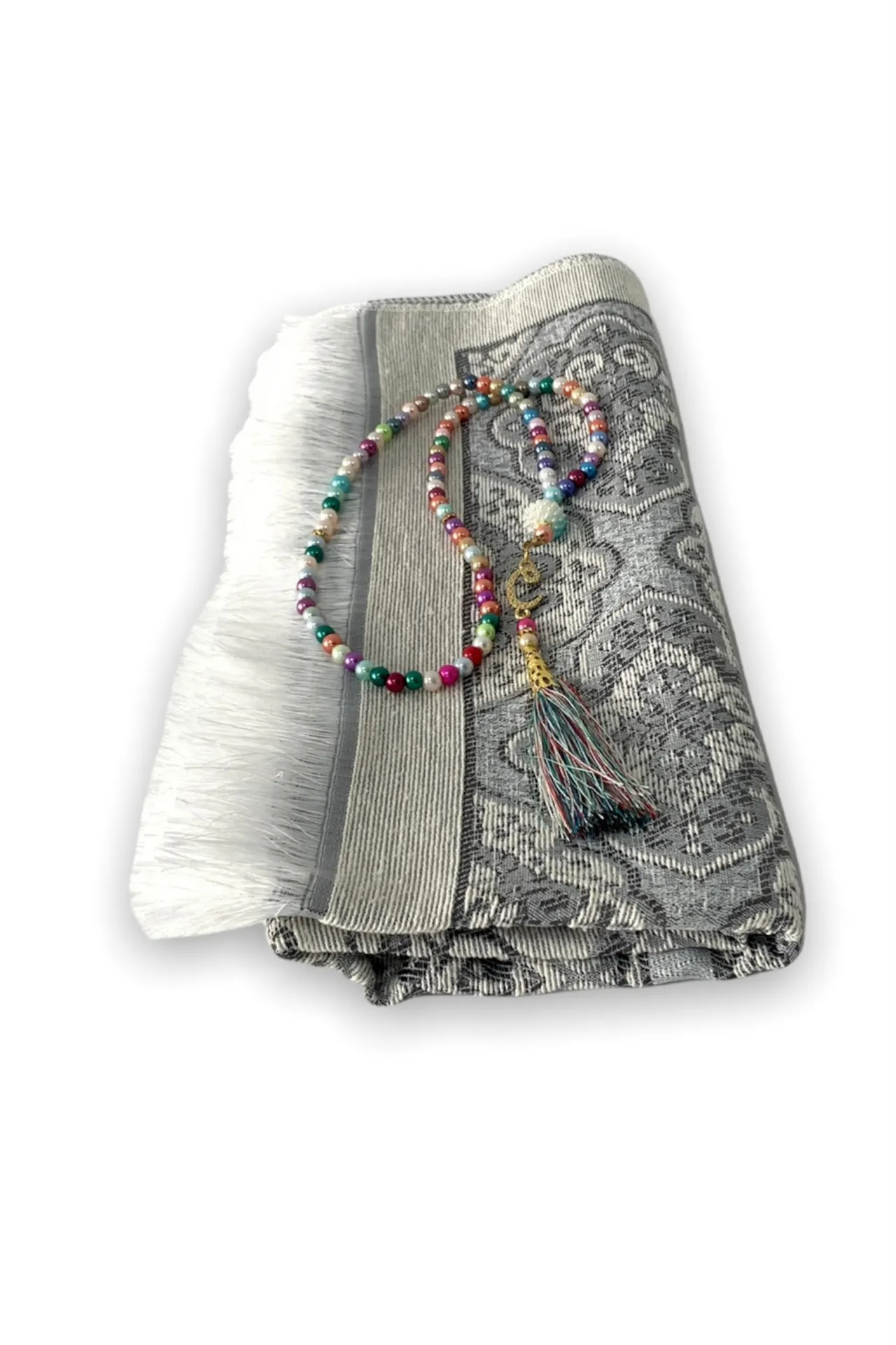 Подарочный набор - молитвенный коврик и четки a020 SHK Gift серый#3