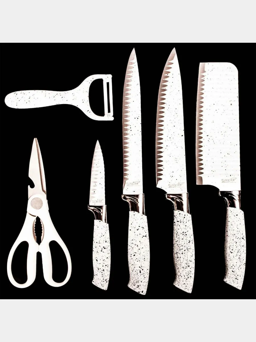 Набор кухонных ножей Zepter в белом цвете, 6 предметов в коробке#3