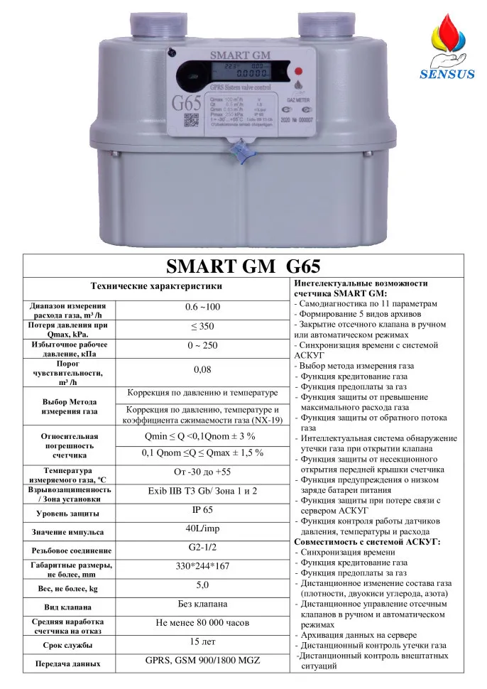 Счетчик газа ультразвуковой | Smart GM G65 | +модем, сим-карта, сгоны, сертификат#3