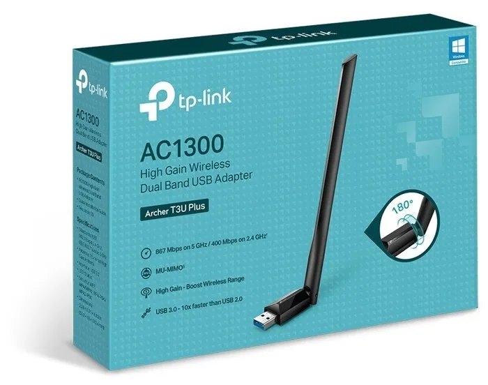 TP-Link Archer T3U PLUS AC1200 Modem USB ikki tarmoqli USB adapteri, 5 gigagertsda 866 Mbit / s gacha va 2,4 gigagertsda 300 Mbit / s gacha, bitta yuqori samarali antenna, USB 3.0, Wave 2 MU-MIMO-ni qo'llab-quvvatlaydi#2