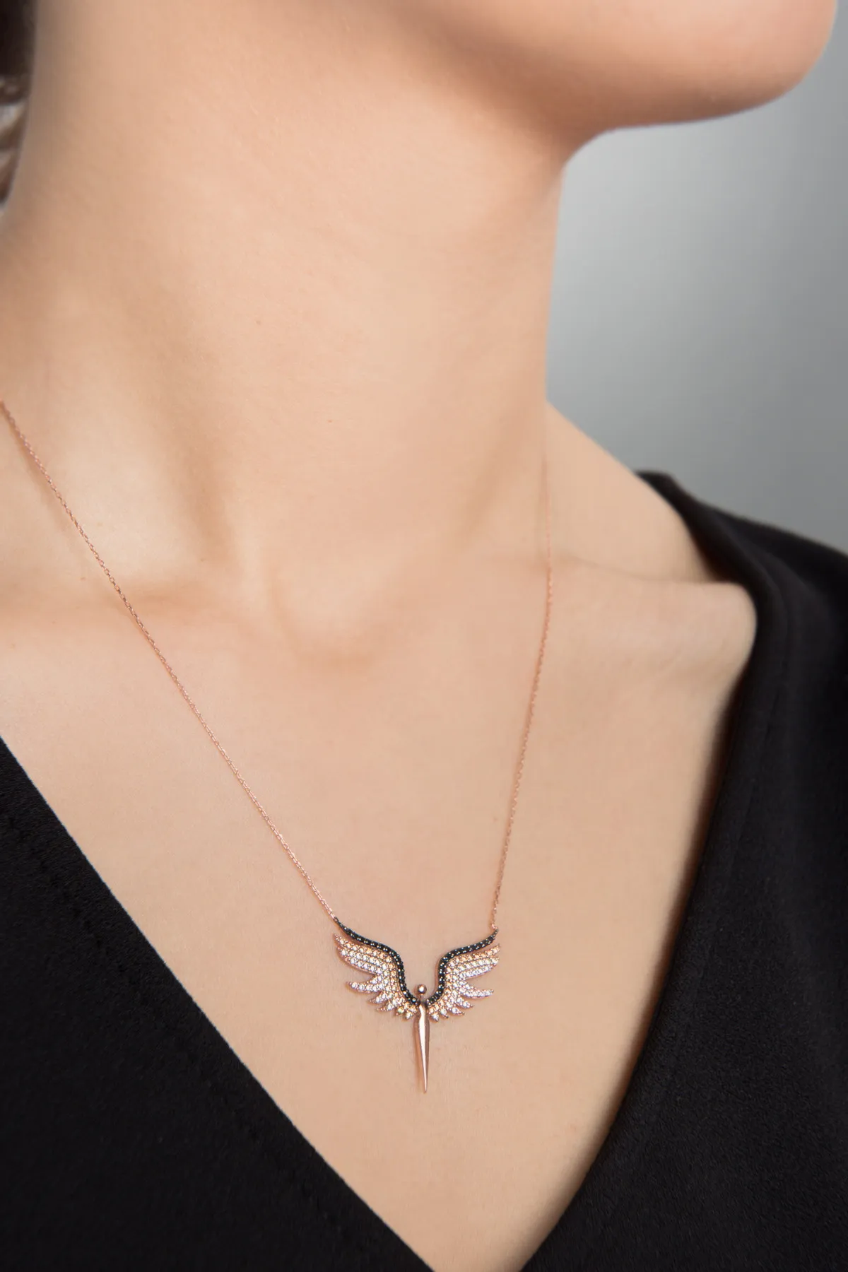 Серебряное ожерелье, модель: ангел с камнями pp2346 Larin Silver#4