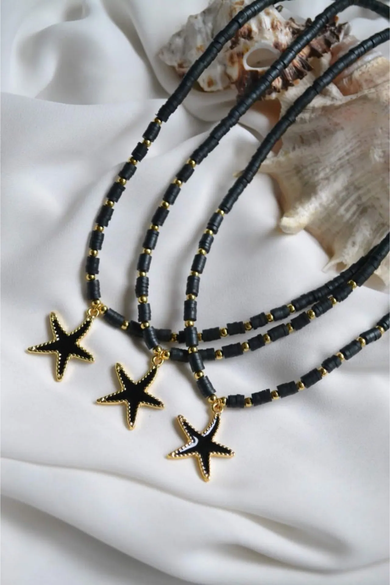 Ожерелье фимо, модель: черная звезда ti176 Mori#2