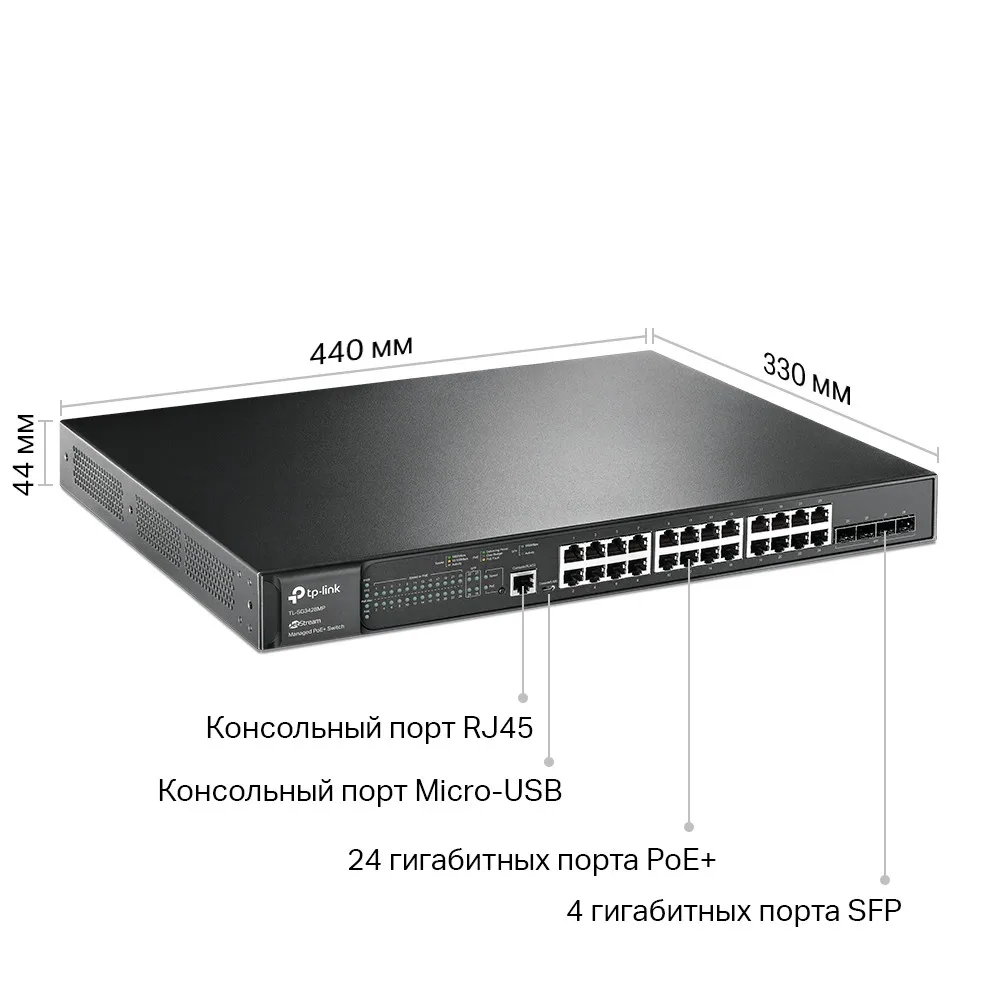 28‑портовый гигабитный управляемый коммутатор PoE Tp-Link TL-SG3428MP#2