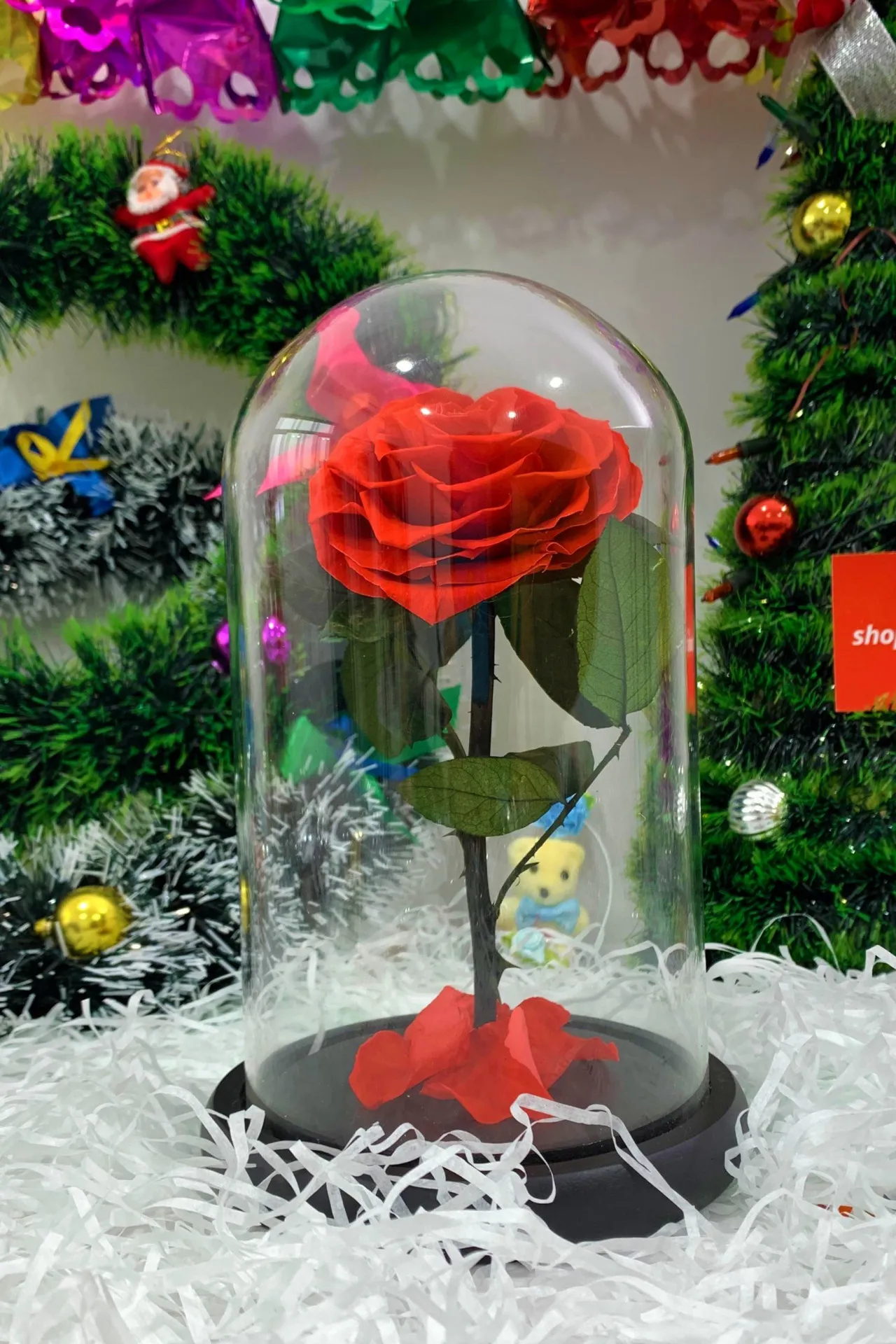 Подарочный набор - роза в колбе, серебряное ожерелье роза, зеркало n0230 SHK Gift#2