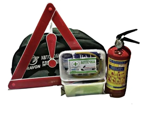Автомобильный набор универсальный: аптечка, огнетушитель ОП-2, аварийный знак, сумка#2