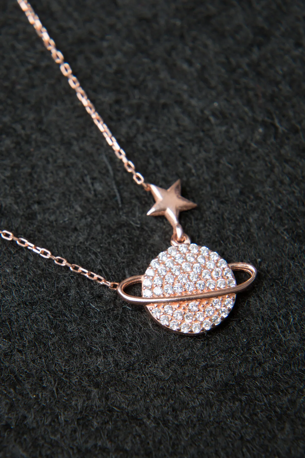 Серебряное ожерелье с розовым покрытием, модель: планета pp2259 Larin Silver#2