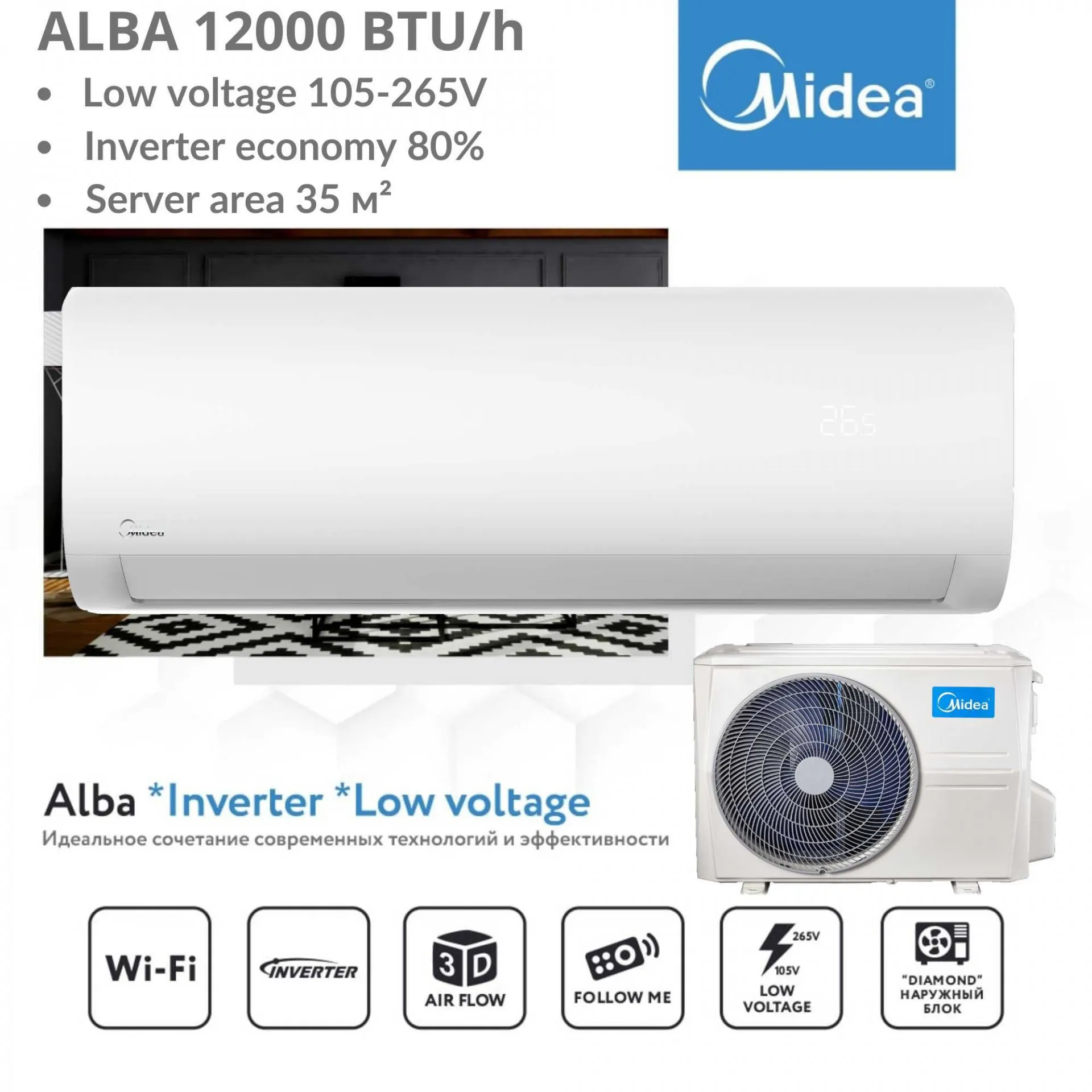 Кондиционер Midea Alba 7 Low voltage Inverter#3