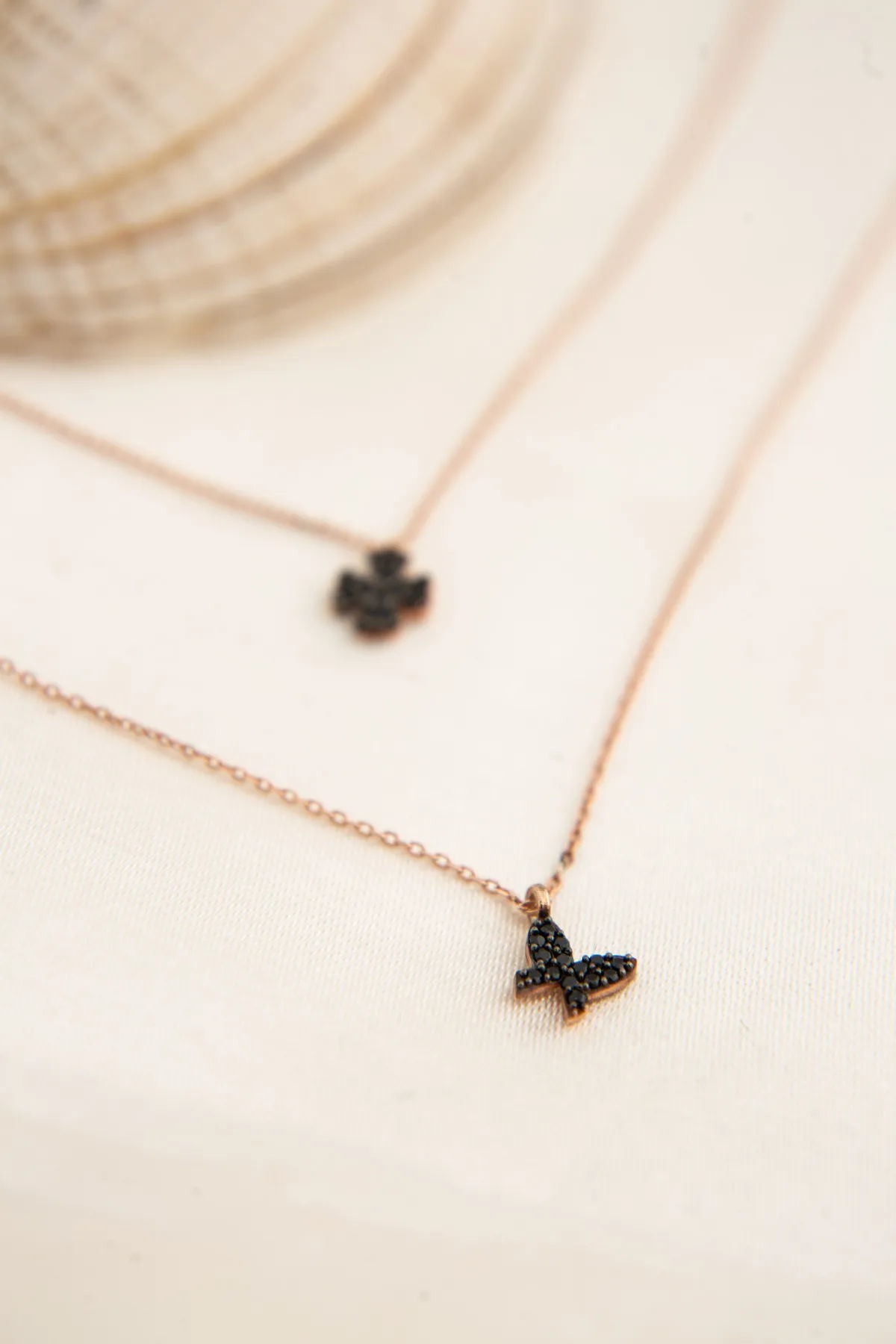 Серебряное ожерелье, модель: черная бабочка и цветок pp4092 Larin Silver#4