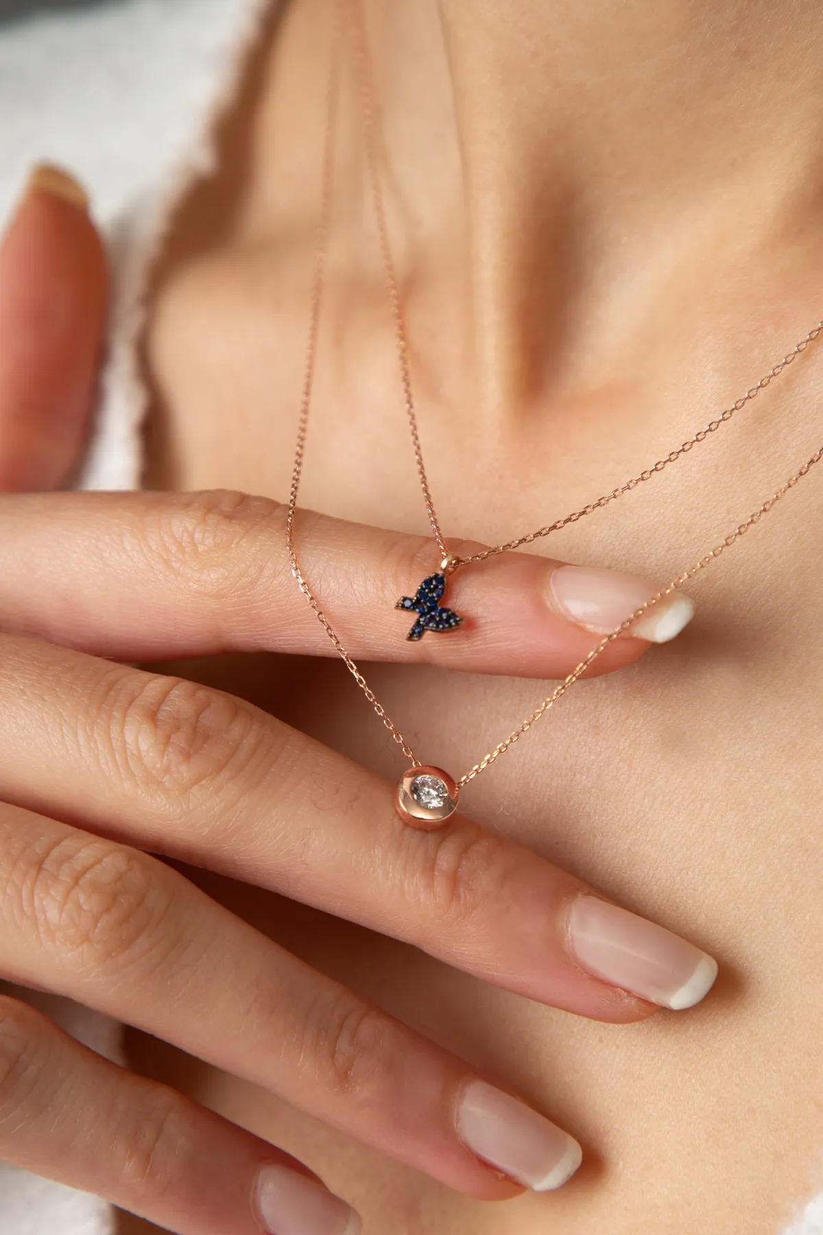 Серебряное ожерелье, модель: бабочка и камень pp4142 Larin Silver#2