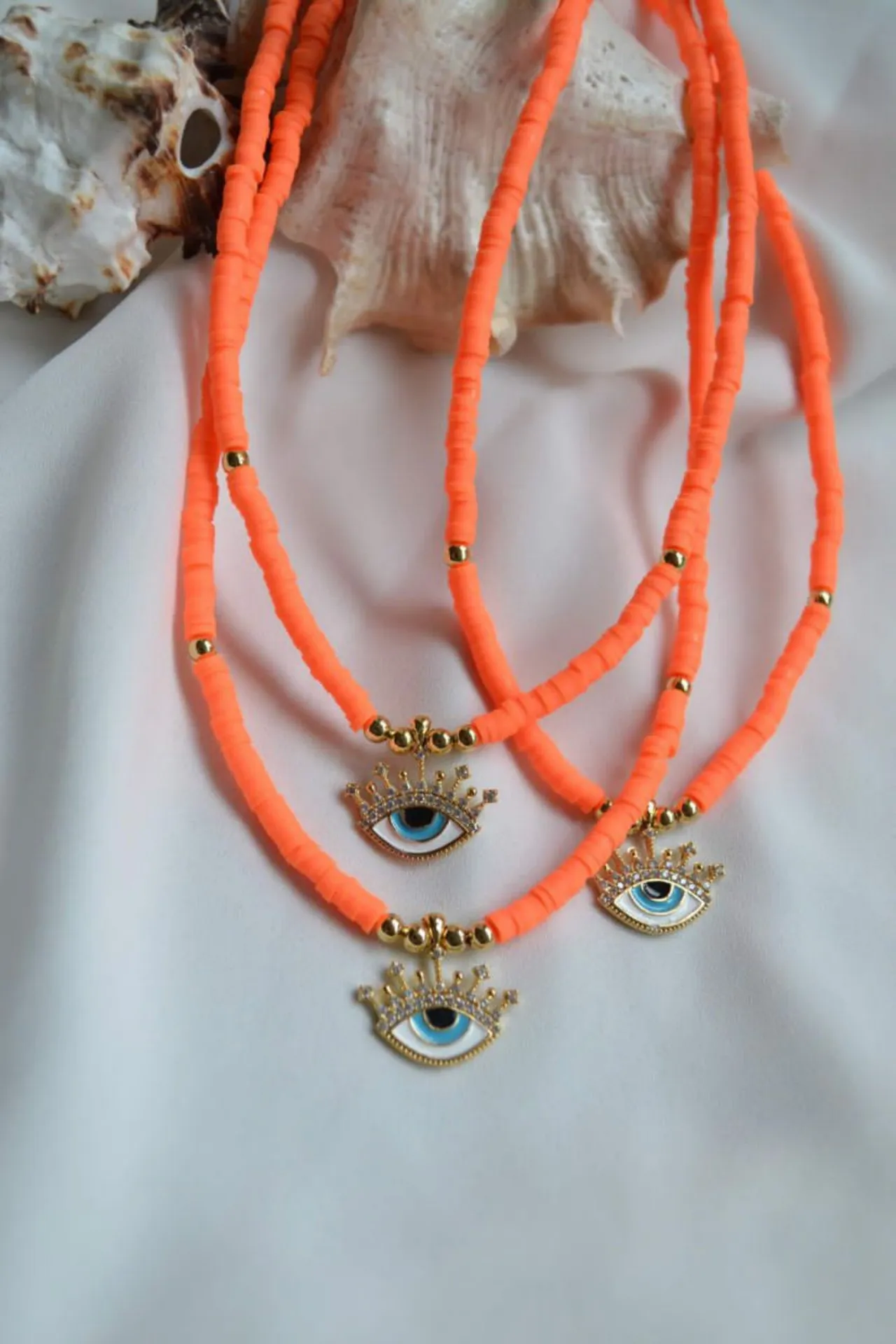 Ожерелье оранжевый фимо, модель: глаза ti054 Mori#3