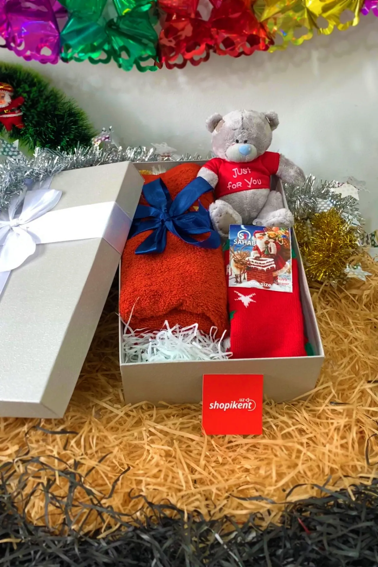 Подарочный набор - мишка тедди, носки, полотенца, подарочная коробка n0226 SHK Gift#2