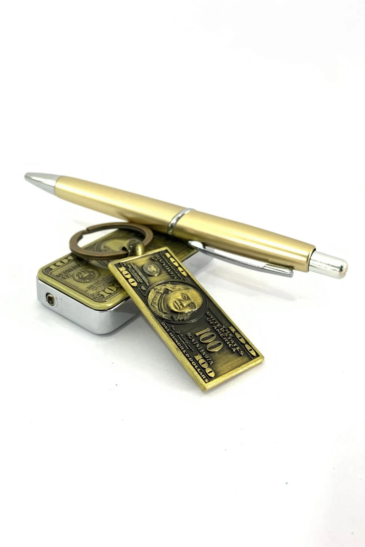 Подарочный набор - брелок, ручка, зажигалка доллар a022 SHK Gift#3