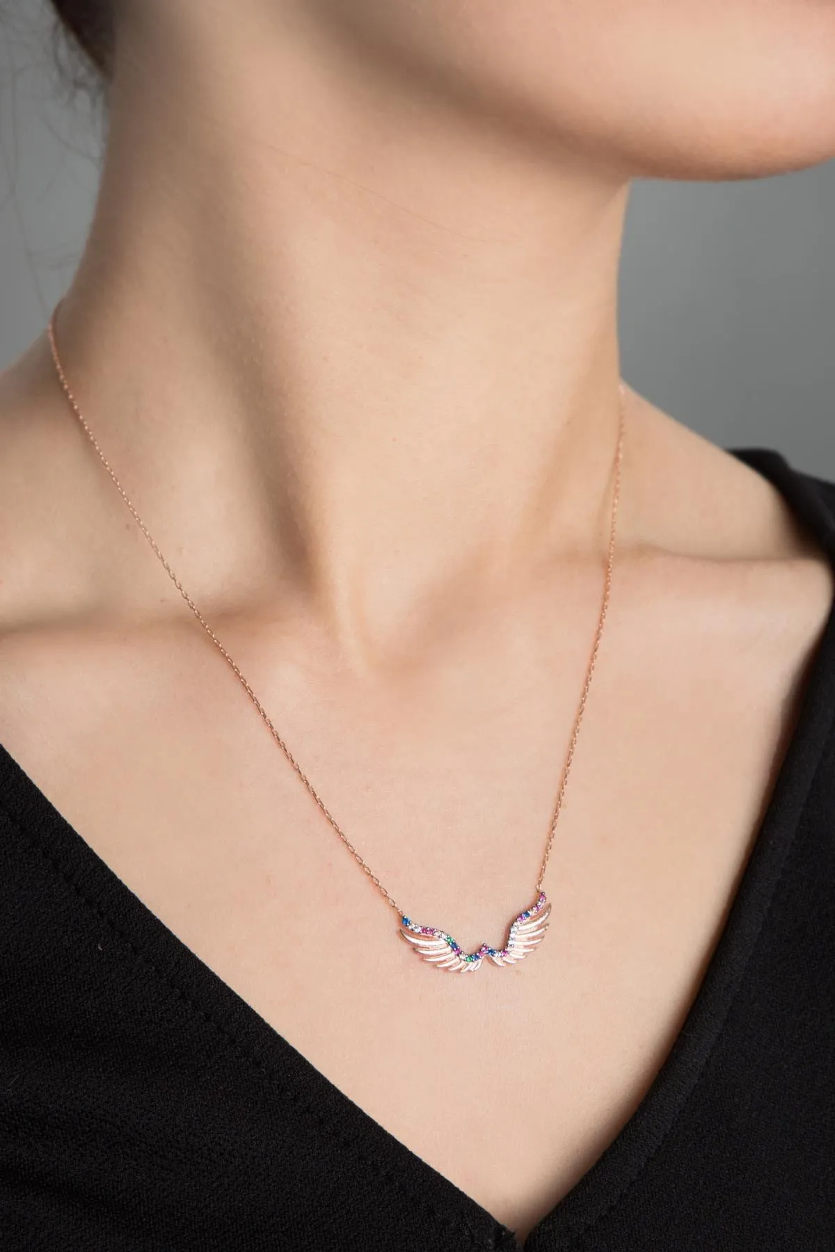 Серебряное ожерелье, модель: крылья ангела pp2600 Larin Silver#2