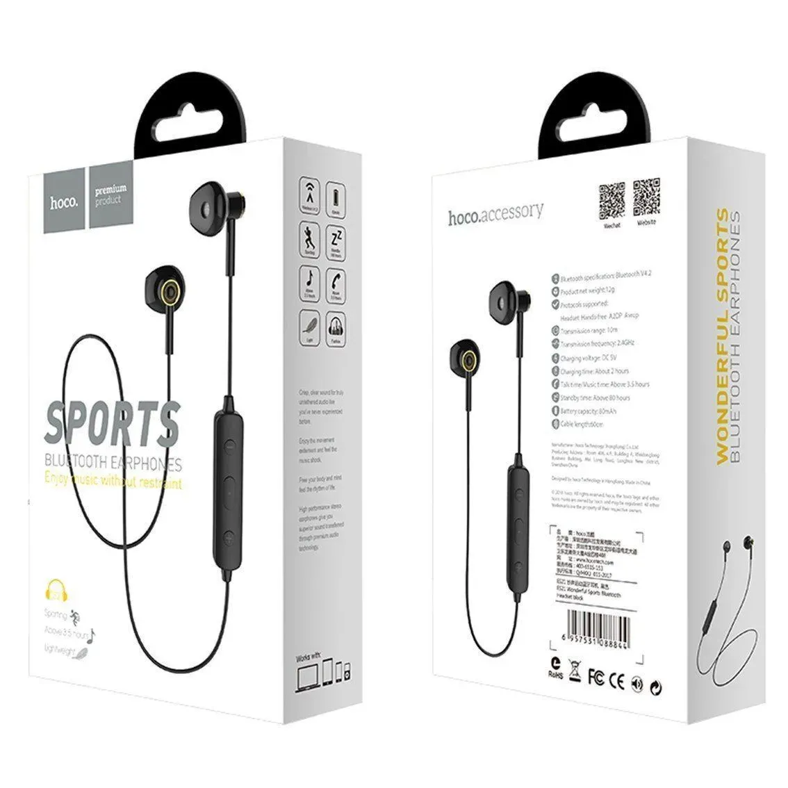 Беспроводные вакуумные Bluetooth-наушники Hoco ES21 Wonderful Sports чёрные#2