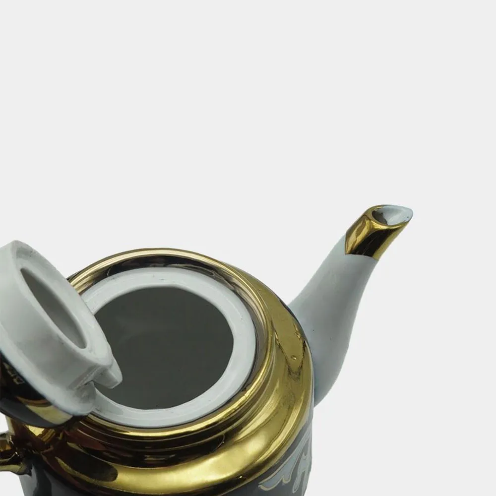 Узбекский чайник из фарфора с узорами хлопка ручной работы.#4