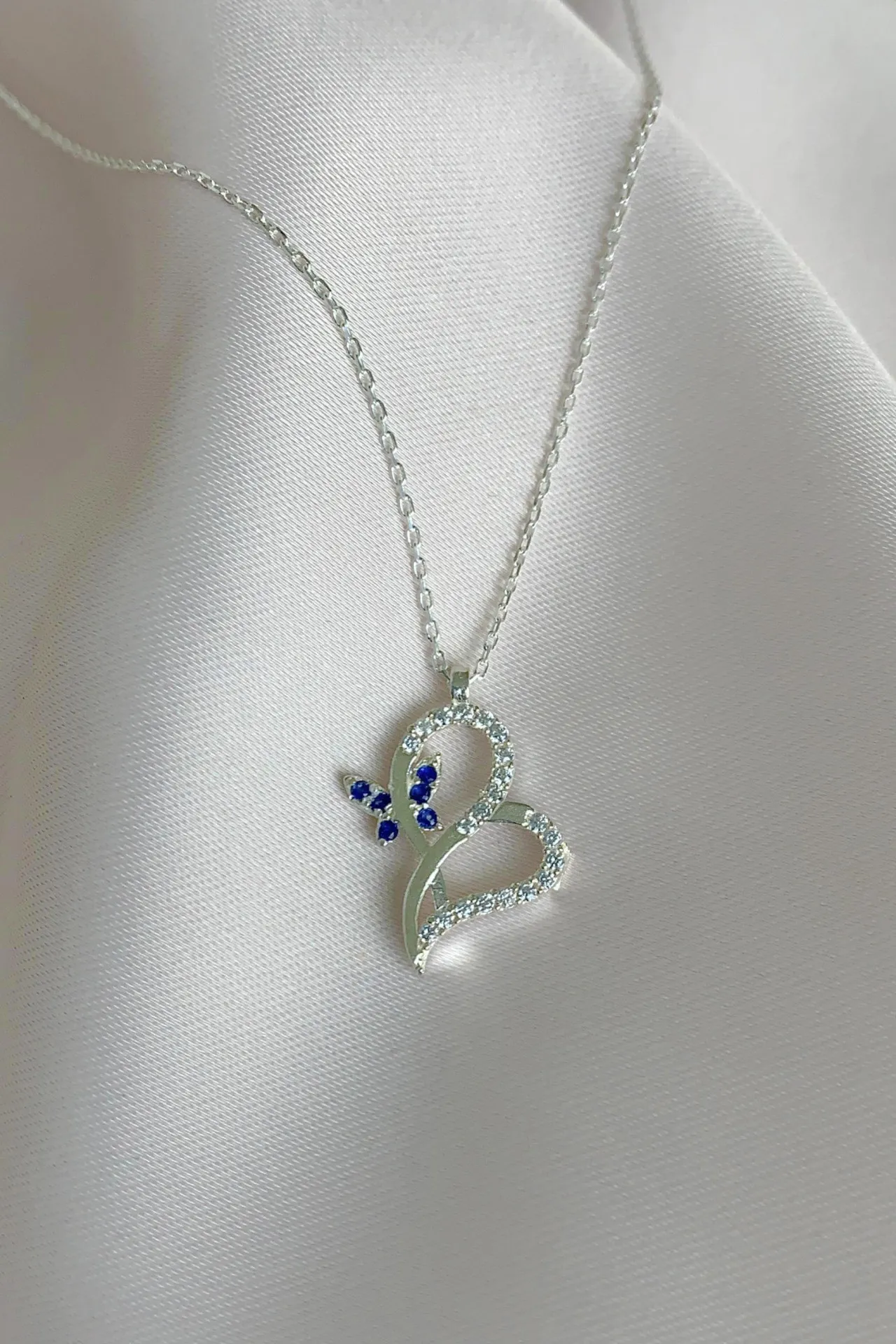 Женское серебряное ожерелье, модель: cердечко pp7158 Larin Silver#2