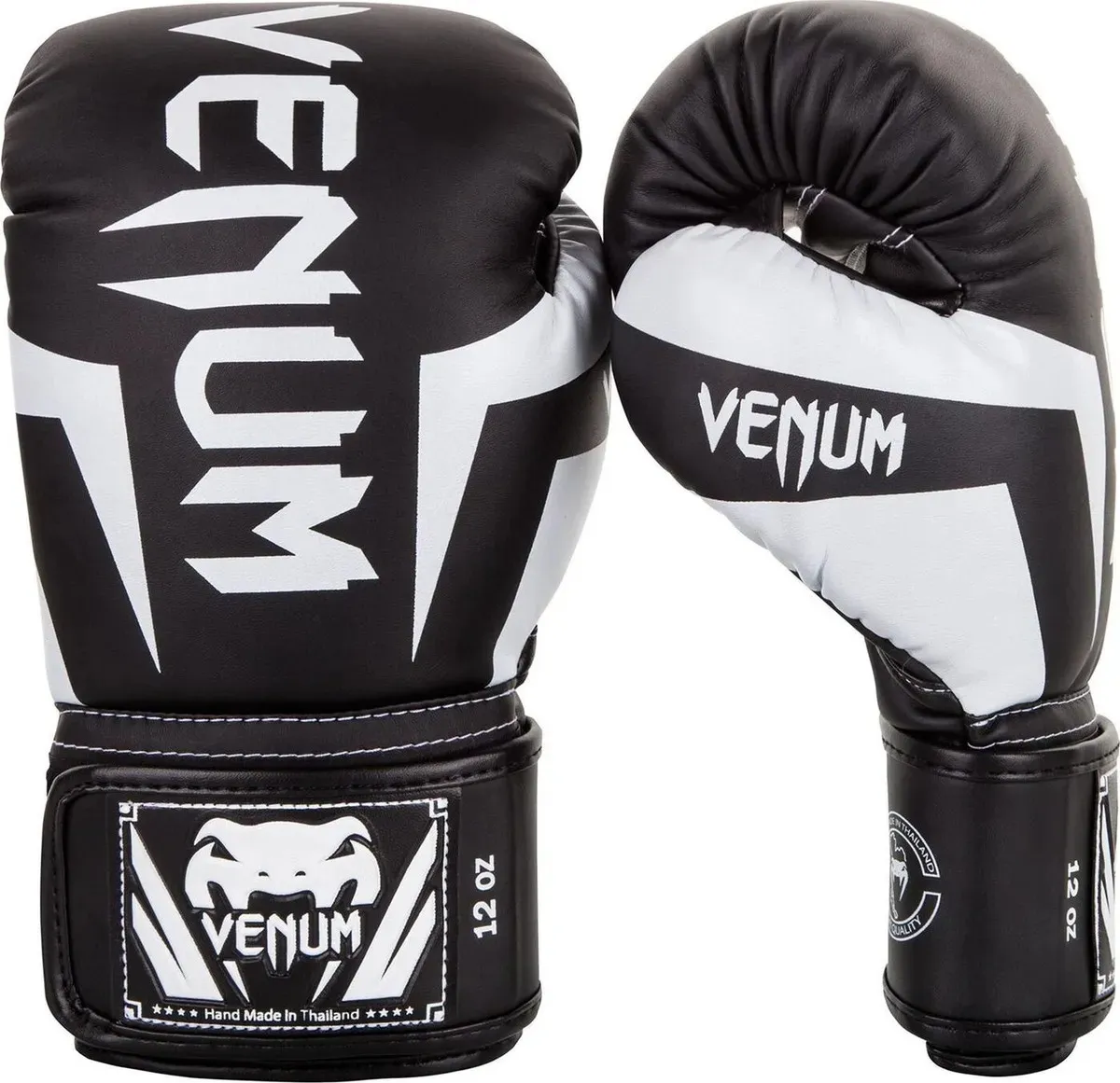Боксерские перчатки Venum Elite, черный, белый + в подарок эластичный бинт YC Support YC-6092#2