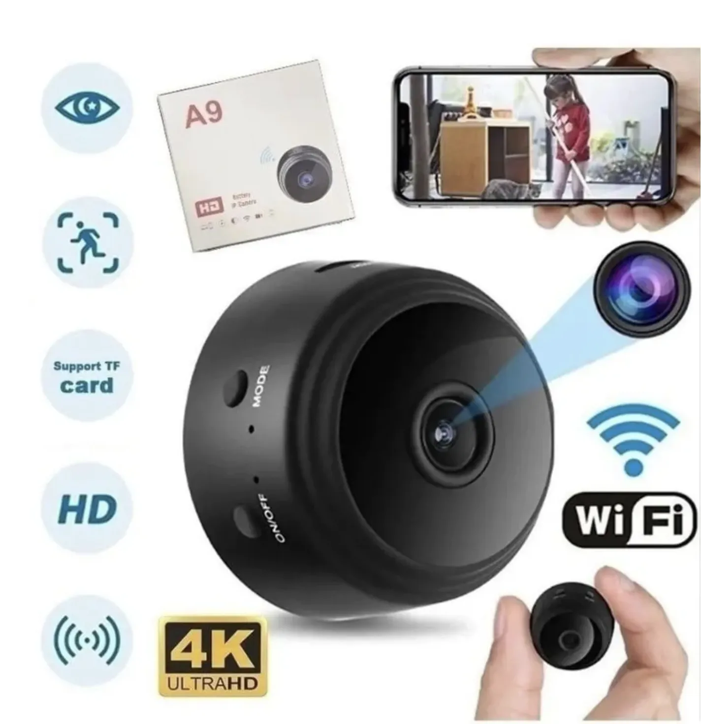Беспроводная мини камера.Wi Fi smart camera для удаленного наблюдения дома через телефон. с датчиком движения, магнит крепление.#5