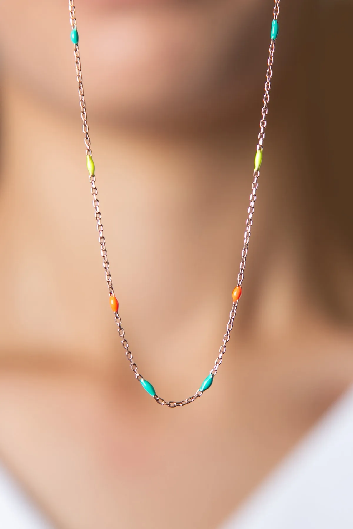 Серебряное ожерелье, модель: цветные камни ern2219 Larin Silver#2