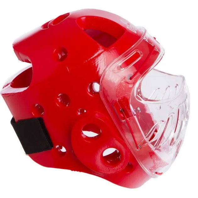 Шлем DAEDO для тхэквондо с пластиковой маской красный + в подарок эластический бинт#3