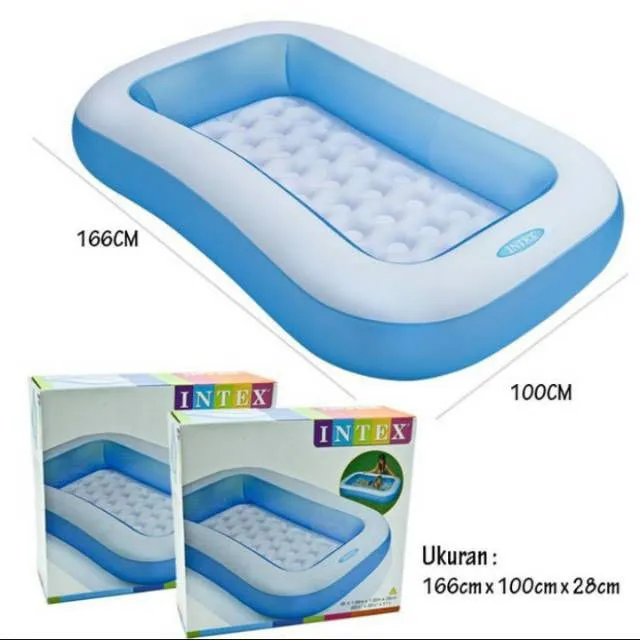 Прямоугольный надувной детский бассейн INTEX с мягким надувным полом 166*100*28 см#2