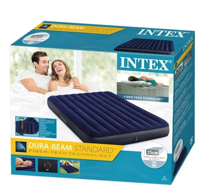 Надувной матрас Intex 64765 двухместный с ручным насосом и двумя подушками#6