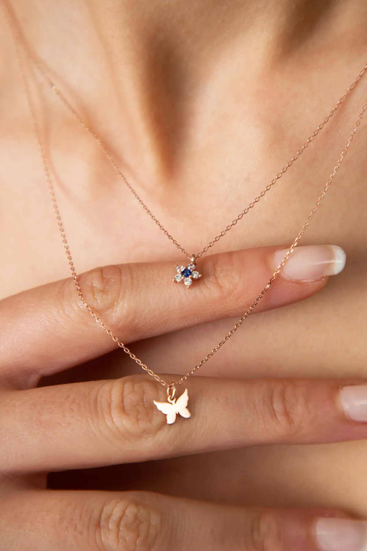 Серебряное ожерелье, модель: золотая бабочка и цветок pp4102 Larin Silver#3