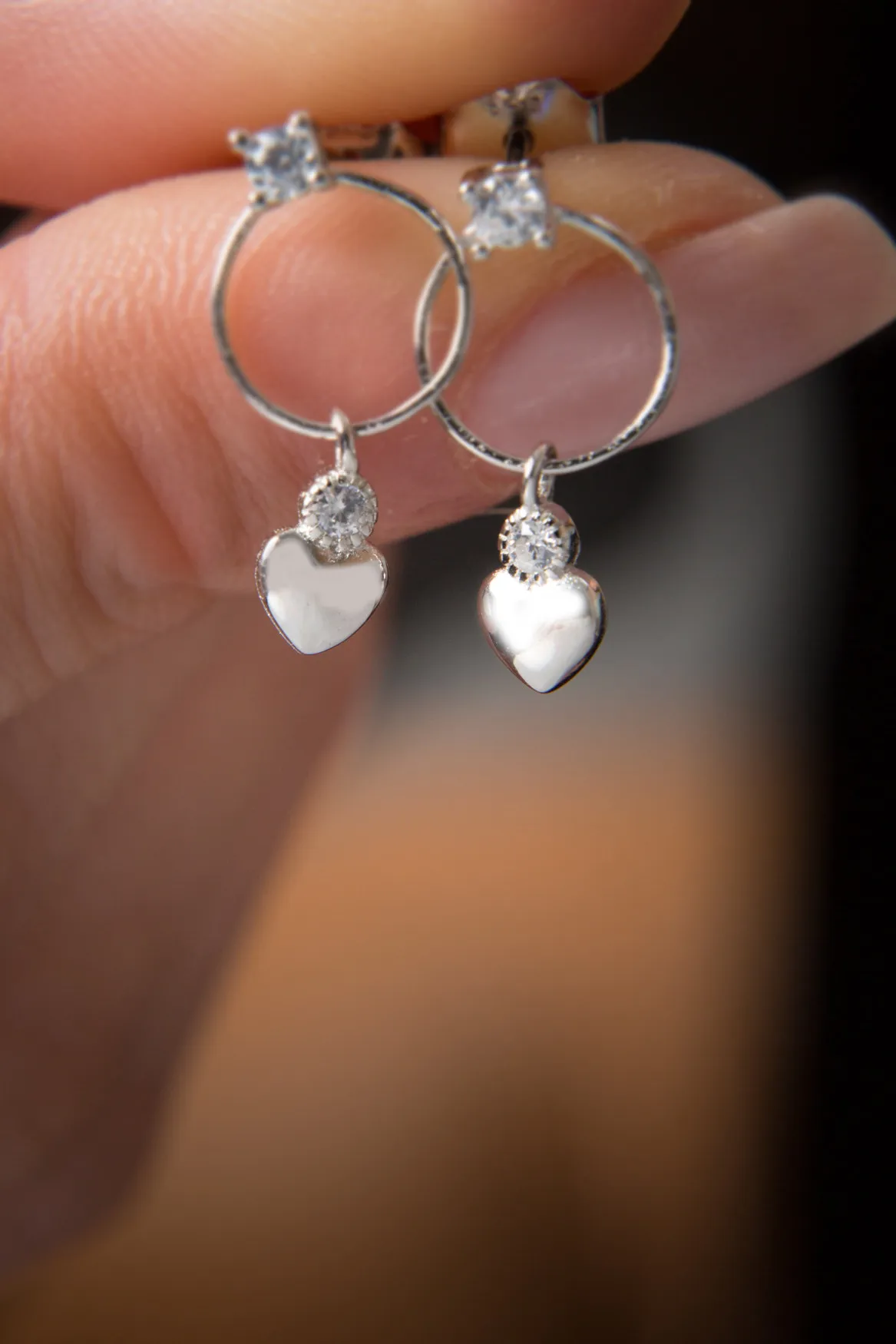 Серебряные серьги с камнем в форме сердца pp2674 Larin Silver#2