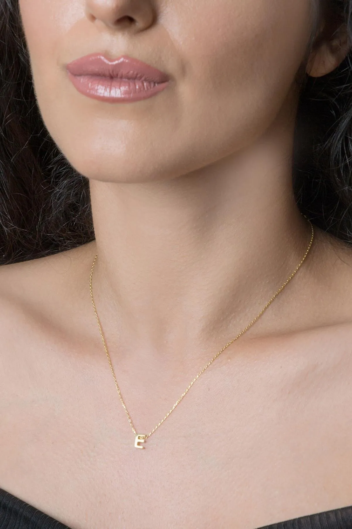 Серебряное ожерелье с буквой E в обьёме 3d pp001l Larin Silver#2