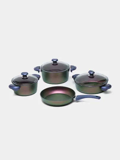Набор посуды из титана O.M.S., 7 шт., 20*10 - 24*12 - 26*7,5 - 26*5,5 пурпурный#1