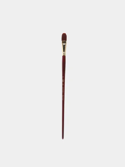 Кисть художественная, синтетика бордовая, Гамма Вернисаж, плоскоовальная длинная ручка №14#1