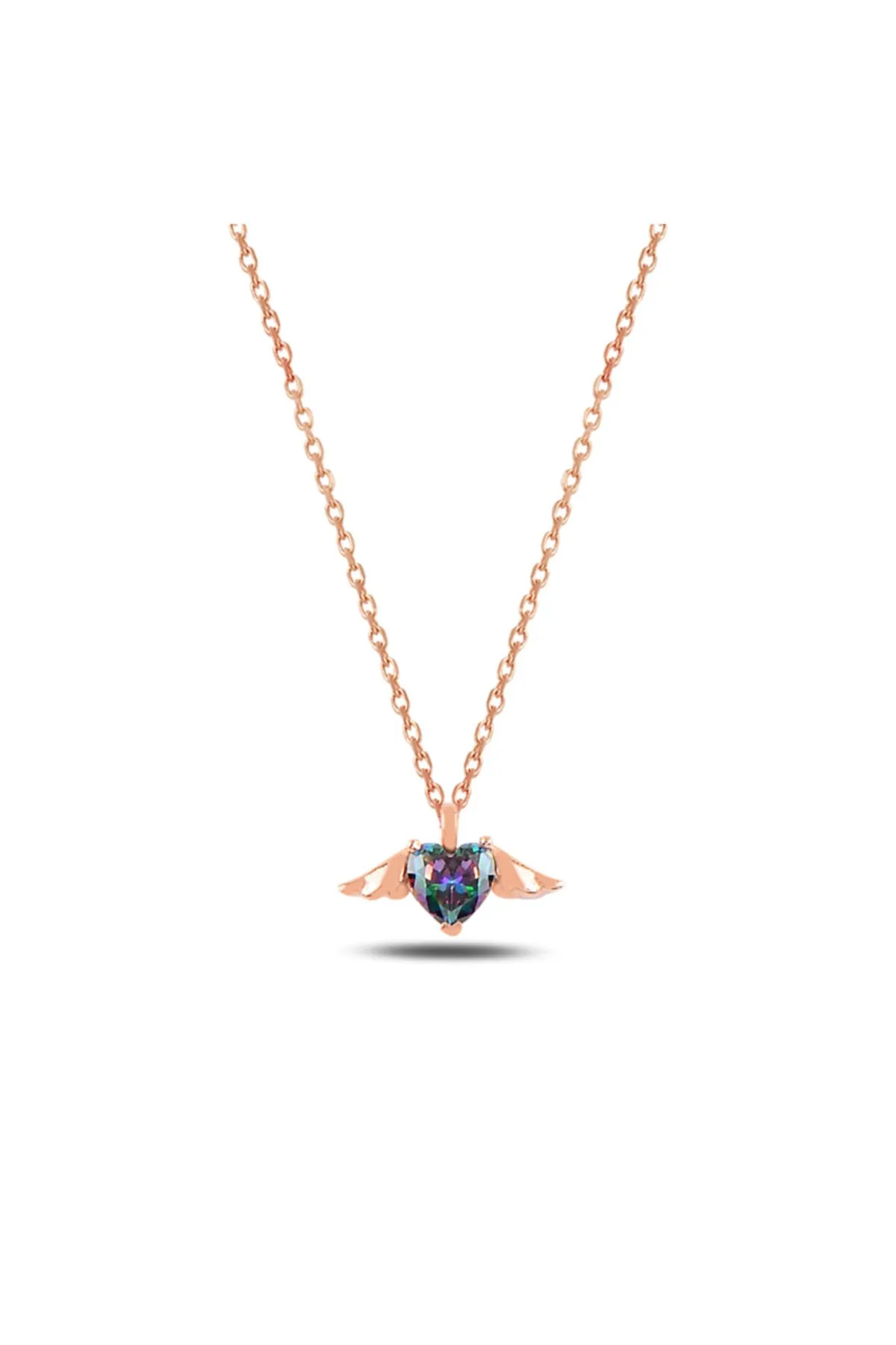 Серебряное ожерелье с изумрудным камнем в форме сердца pp4245 Larin Silver#1