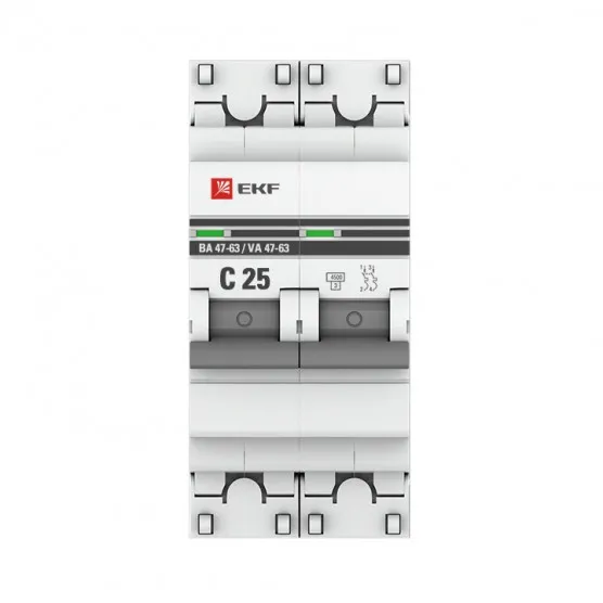Автоматический выключатель 2P 25А (C) 4,5kA ВА 47-63 EKF PROxima#1