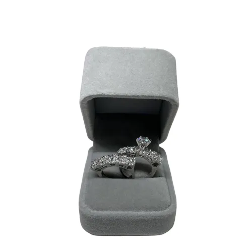 Шикарные парные кольца под бриллиант Серебро 925-проба размер-17 в комплекте 2 штуки#1