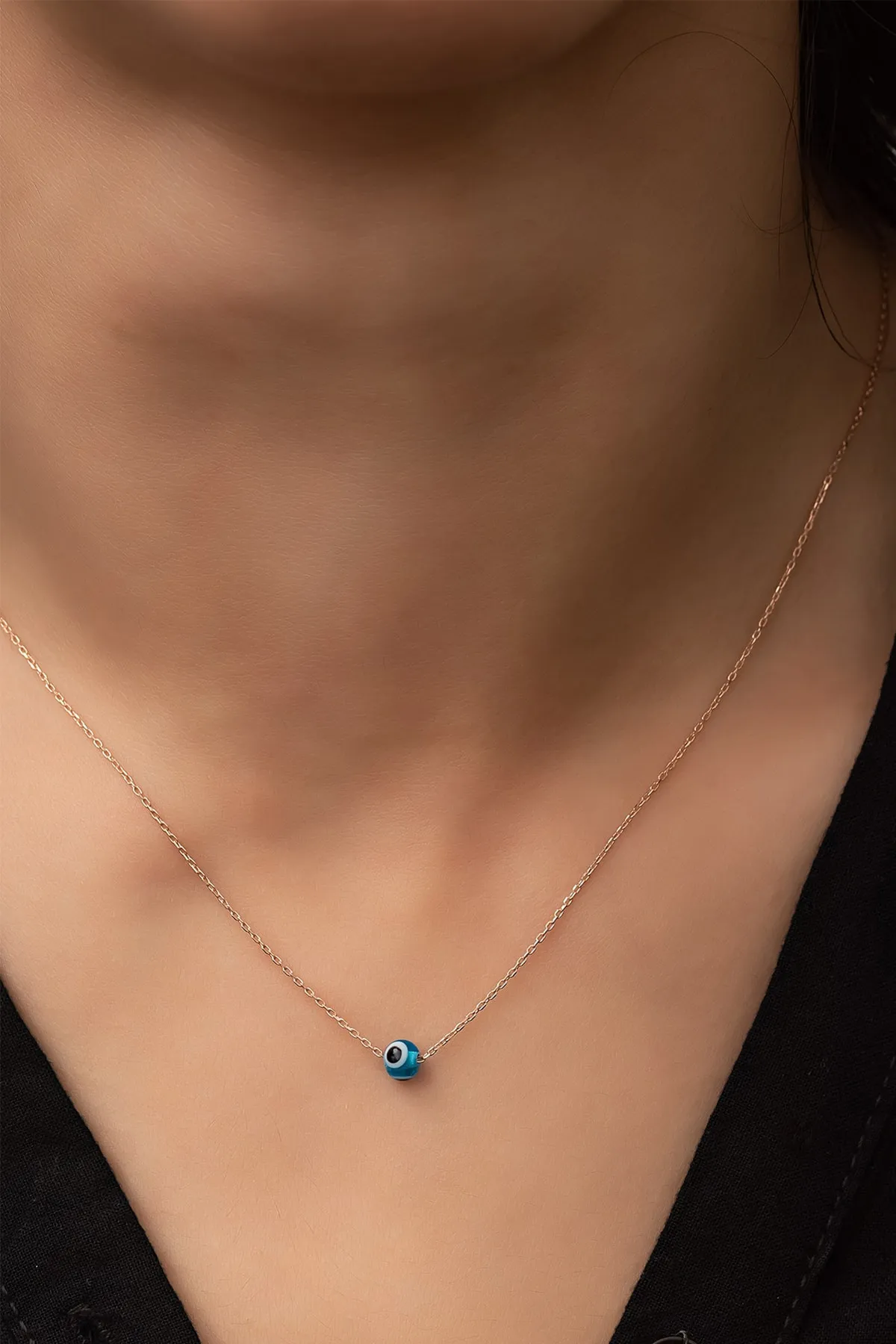 Ожерелье с маленьким шариком от сглаза, серебряная цепочка с золотым покрытием uvps100102 Larin Silver#1