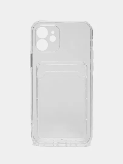 Чехол для iPhone 14/13/12 ProMax/Pro силиконовый, прозрачный, с отделением под карту#1