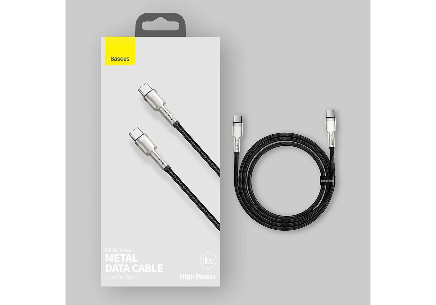 Металлический кабель для передачи данных Baseus 100 Вт Cafule Series Type-C на Type-C для MacBook Pro QC 4.0 PD USB C для Redmi Note 8 Pro 2M#1